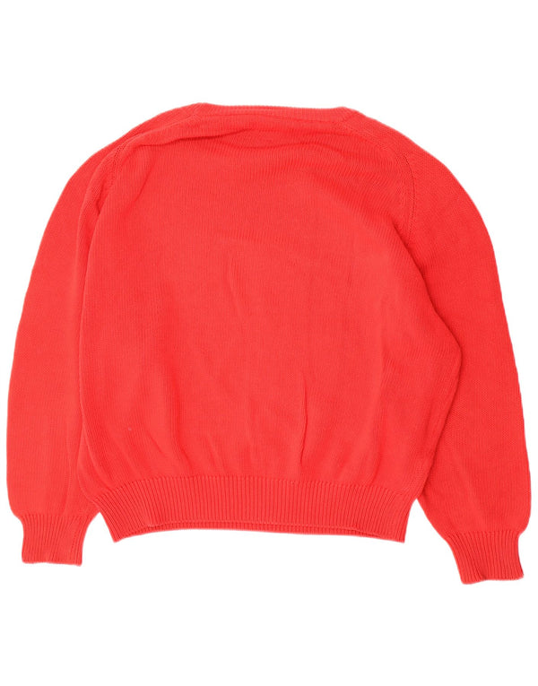 Benetton Womens Oversized Crew Neck Jumper Sweater UK 14 Large Red Cotton