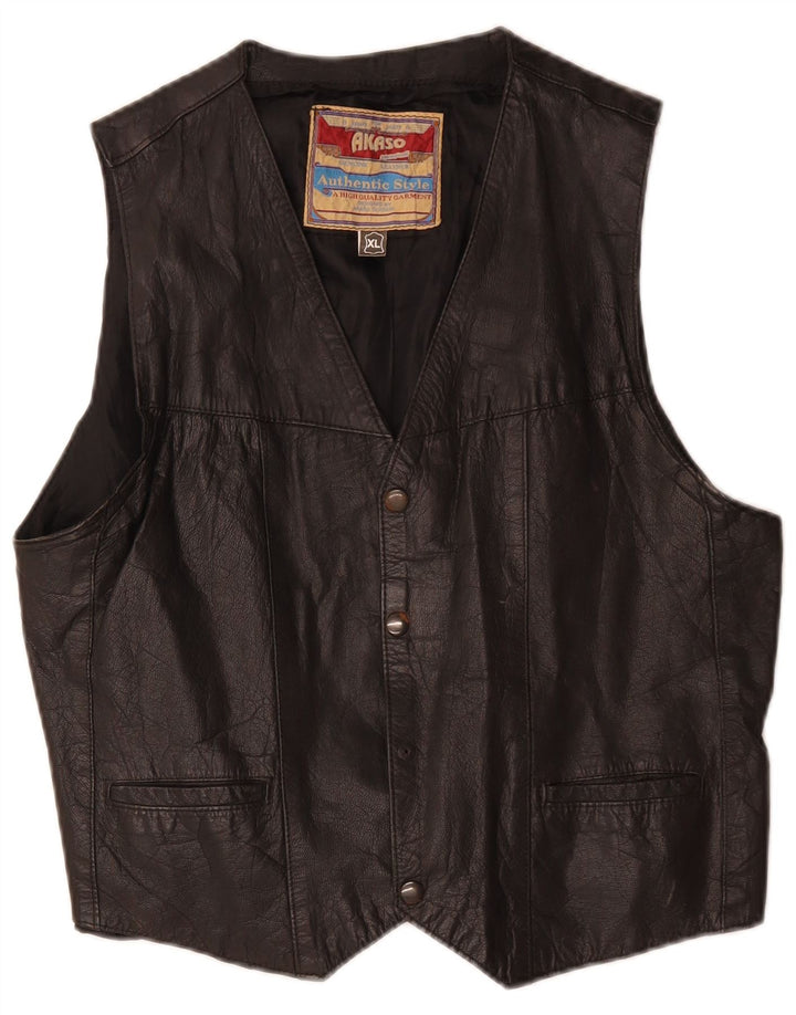 Gilet in pelle da uomo Akaso XL in pelle nera