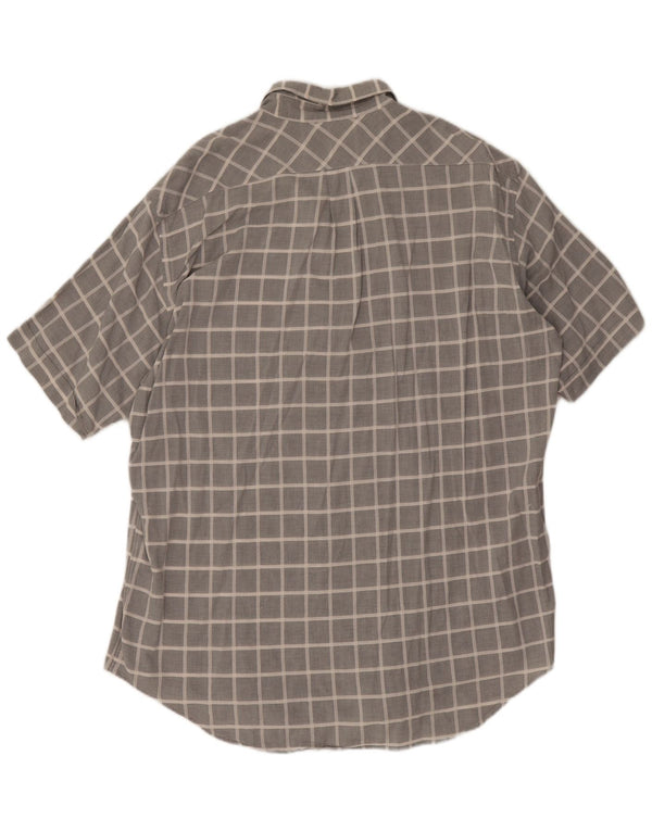 Camicia a maniche corte da uomo Marlboro Classics 2XL Cotone a quadri grigio