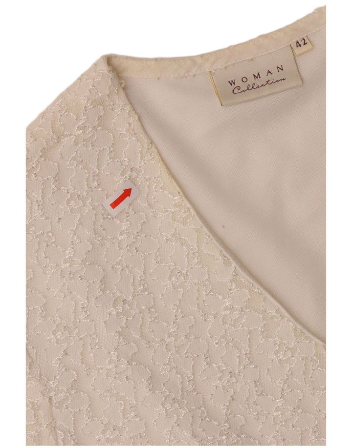 Camicetta vintage da donna a maniche corte IT 42 Poliammide medio bianco sporco