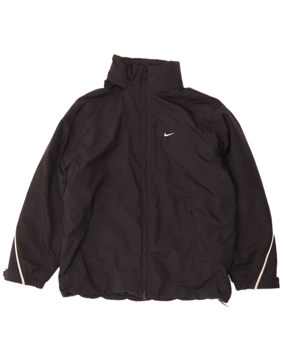 Giacca a vento con cappuccio grafica Nike da uomo UK 42/44 grande poliestere nero