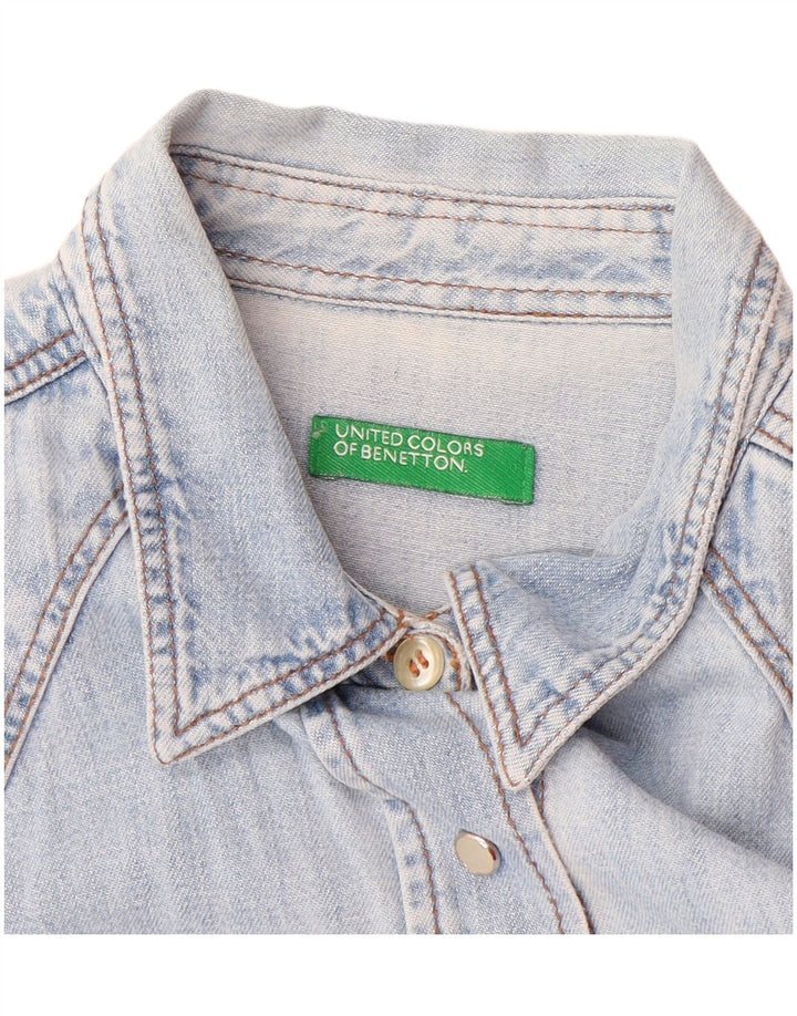 BENETTON Womens Denim Shirt UK 12 Medium Blue