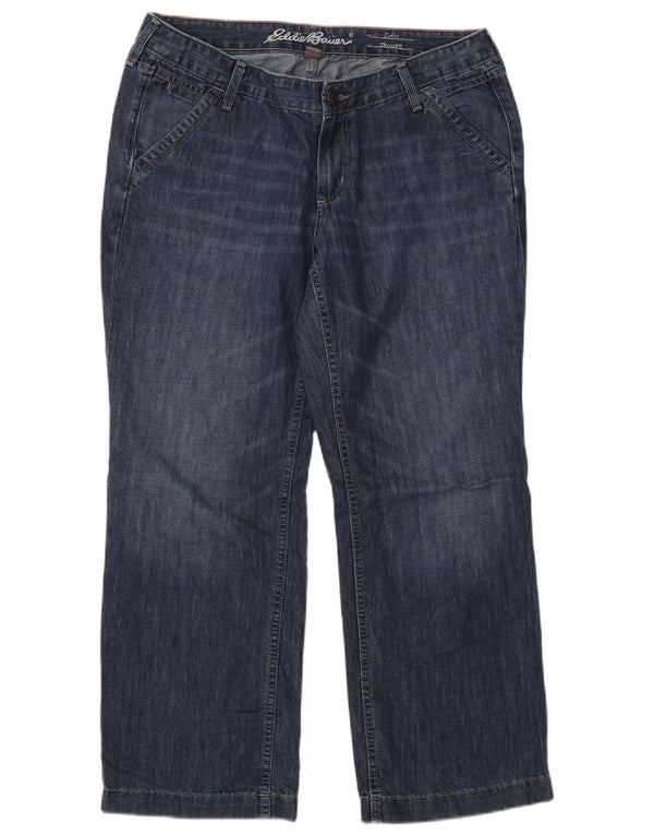 Jeans dritti curvy da donna Eddie Bauer US 12 Large W35 L27 cotone blu