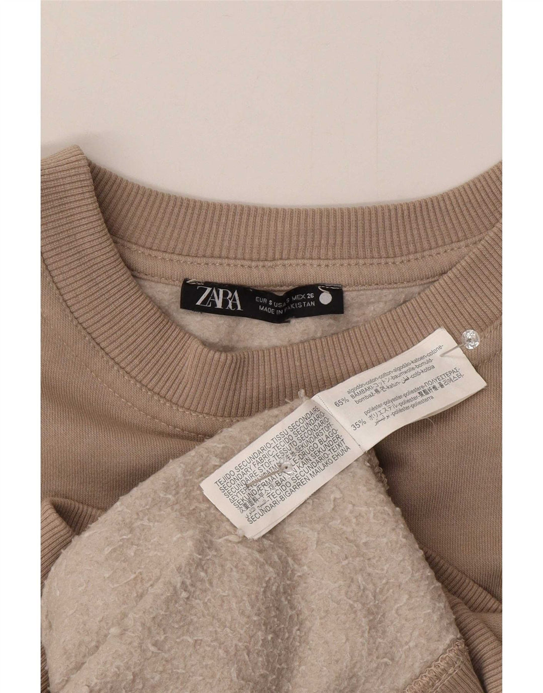 Felpa oversize da donna Zara UK 10 piccola in cotone beige