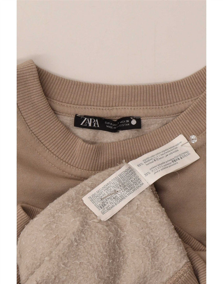 Felpa oversize da donna Zara UK 10 piccola in cotone beige