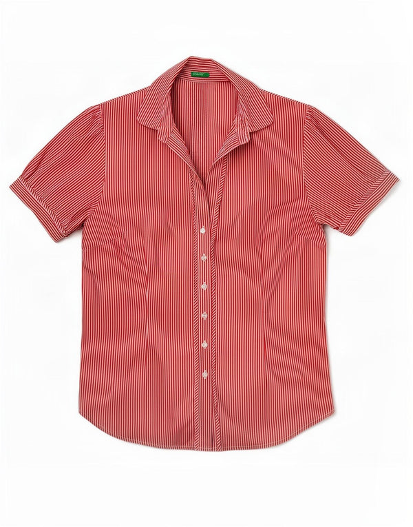 Camicia a maniche corte da donna Benetton UK 14 Gessato medio rosso