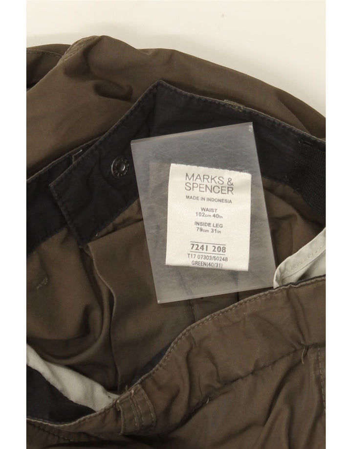 MARKS & SPENCER Pantaloni cargo dritti da uomo W40 L31 Verde Poliammide