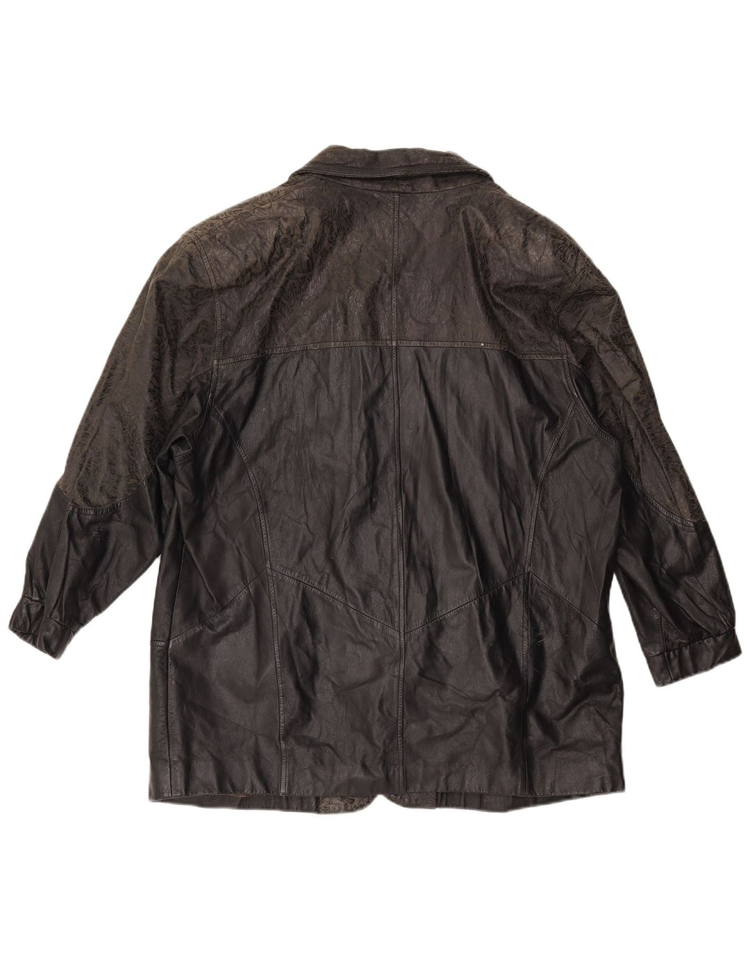 Giacca in pelle vintage da uomo vestibilità ampia IT 46 piccola in pelle nera