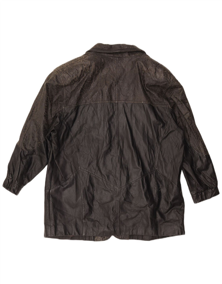 Giacca in pelle vintage da uomo vestibilità ampia IT 46 piccola in pelle nera