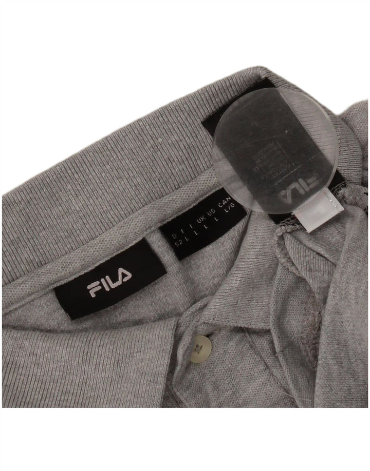 Polo da uomo Fila Large in cotone grigio