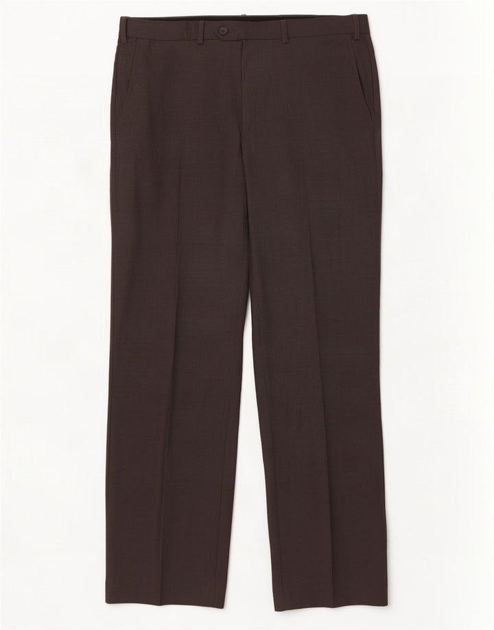 Pantaloni da abito dritti da uomo Marks & Spencer W36 L31 lana grigia