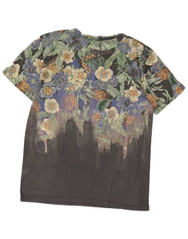 T-shirt grafica da uomo Zara Top grande in poliestere floreale grigio