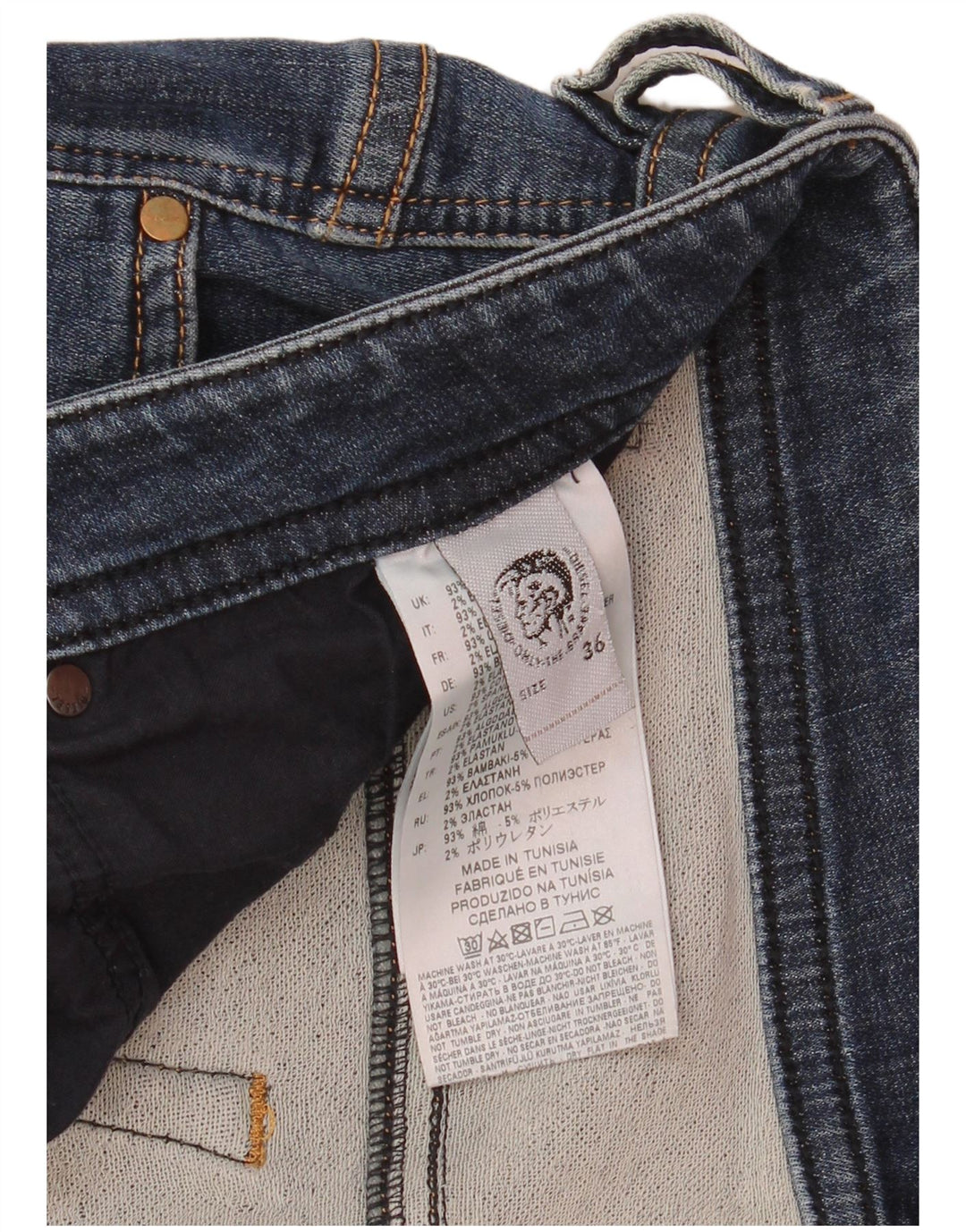 Jeans slim da uomo Diesel W36 L31 cotone blu