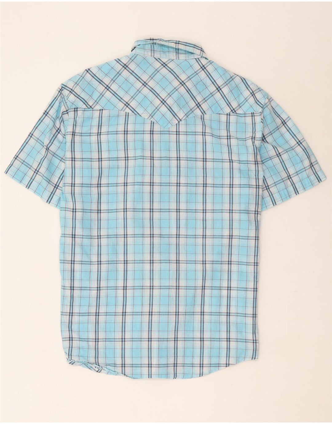Camicia a maniche corte da uomo Wrangler XL in cotone a quadri blu
