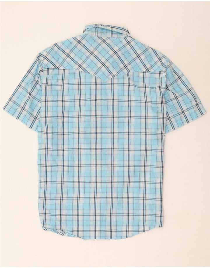 Camicia a maniche corte da uomo Wrangler XL in cotone a quadri blu