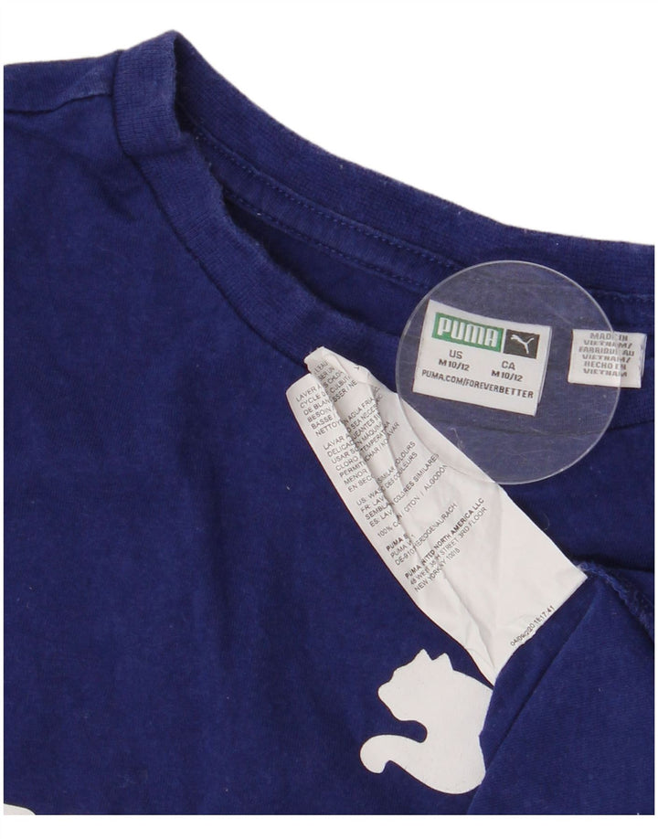 T-shirt grafica da bambino Puma Top 10-11 anni in cotone blu medio