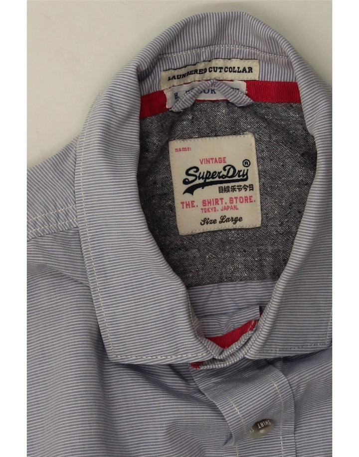 Camicia da uomo Superdry Large in cotone gessato blu