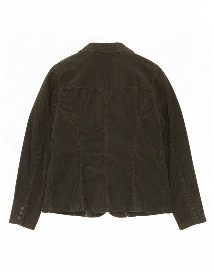 Giacca blazer in velluto a coste a 2 bottoni Marks & Spencer da donna UK 16 grande kaki