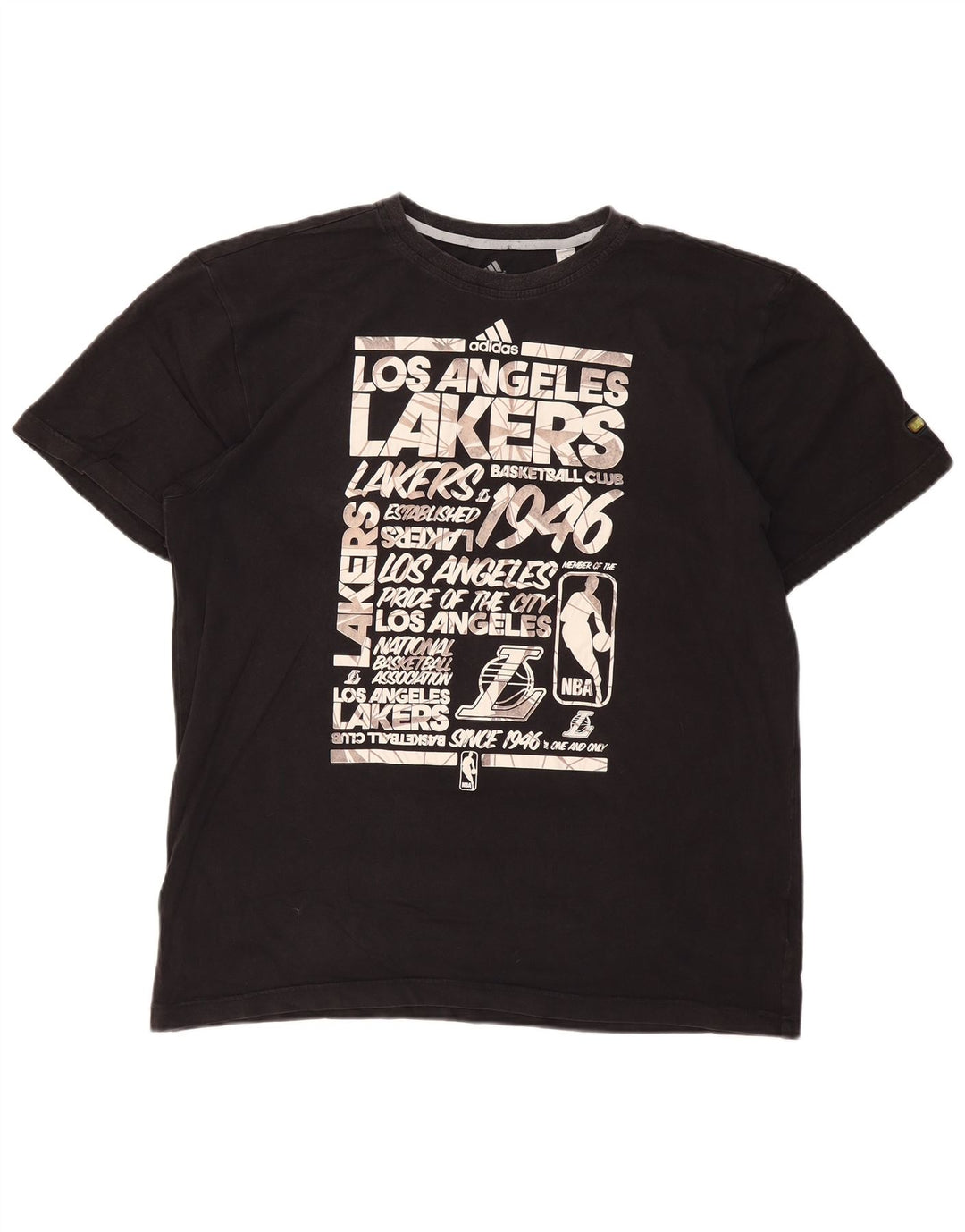 T-shirt grafica da uomo ADIDAS Los Angeles Lakers 2XL cotone nero