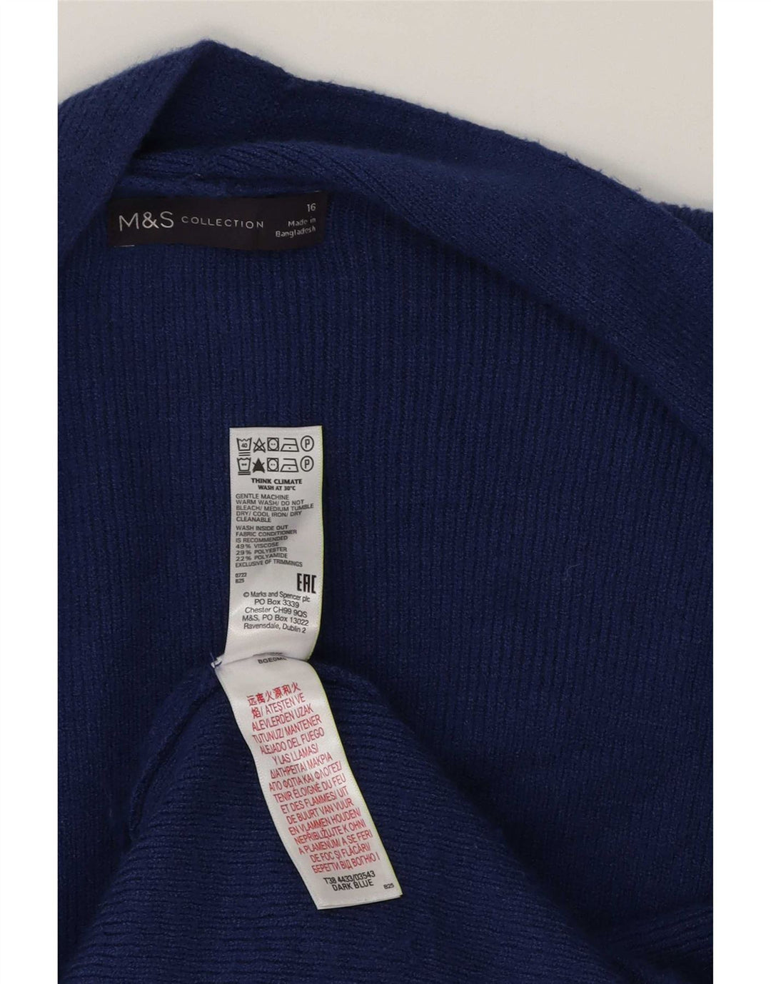 Maglione cardigan lungo oversize da donna Marks & Spencer UK 16 grande blu