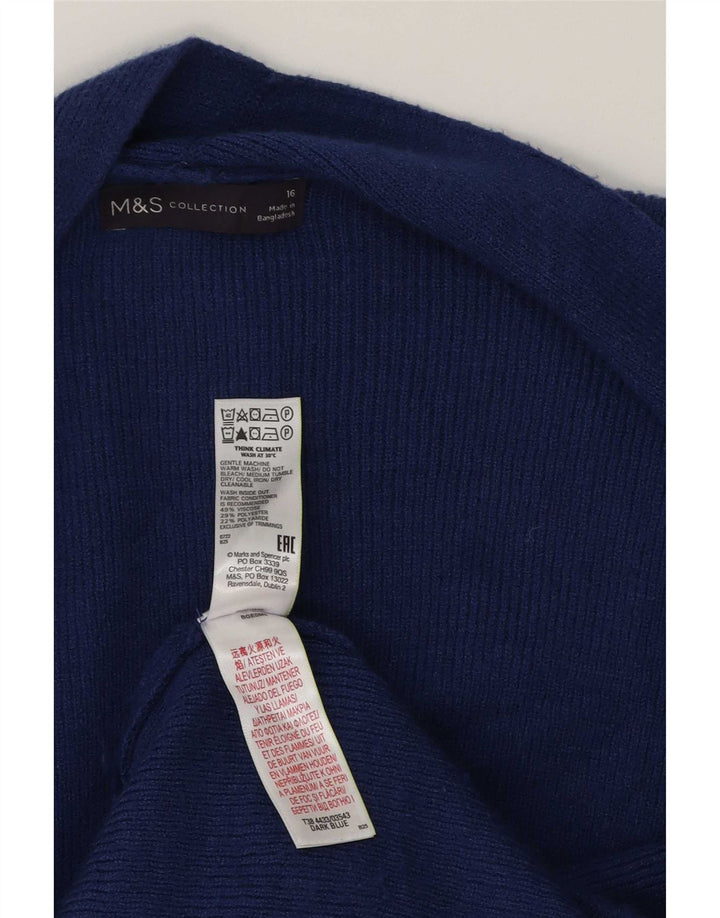 Maglione cardigan lungo oversize da donna Marks & Spencer UK 16 grande blu