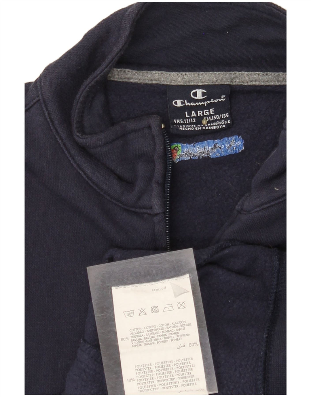 CHAMPION Boys Graphic Tracksuit Top Jacket 11-12 Years Large Navy Blue