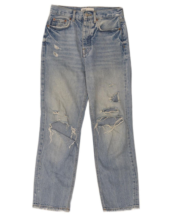 Jeans affusolati effetto consumato da donna Zara EU 34 2XS W24 L27 cotone blu