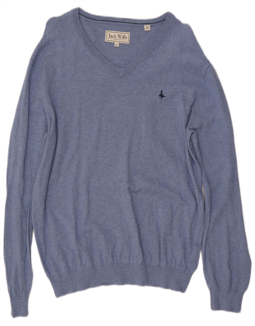 JACK WILLS Maglione da uomo con scollo a V XL in cotone blu