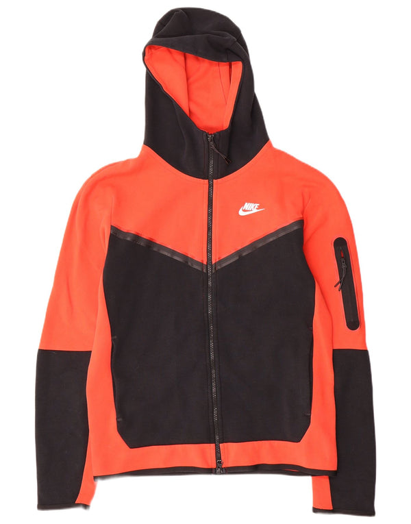 Felpa con cappuccio e zip da uomo Nike Small in cotone color block arancione