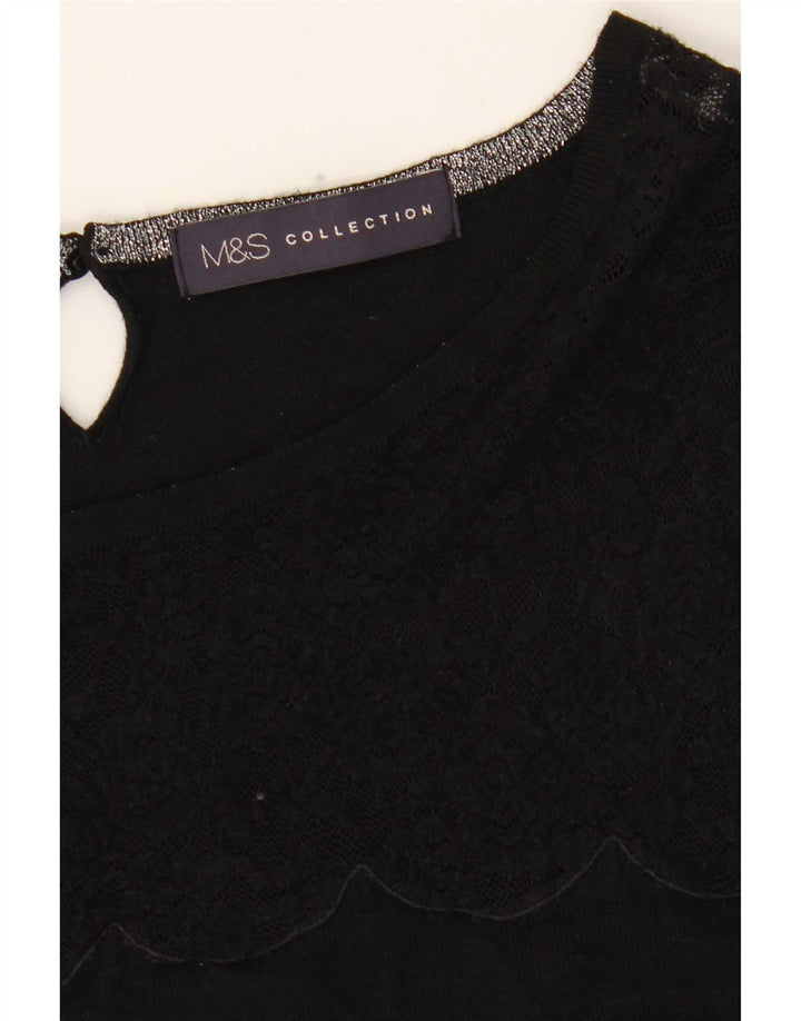 Maglione maglione girocollo da donna Marks & Spencer UK 12 medio nero