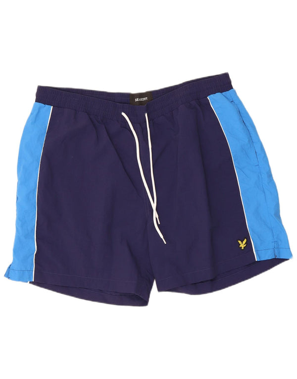Pantaloncini da bagno da uomo Lyle & Scott 2XL Nylon color block blu navy