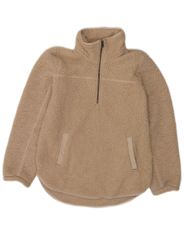 Maglione in pile da donna con collo e zip Abercrombie & Fitch UK 10 piccolo Beige