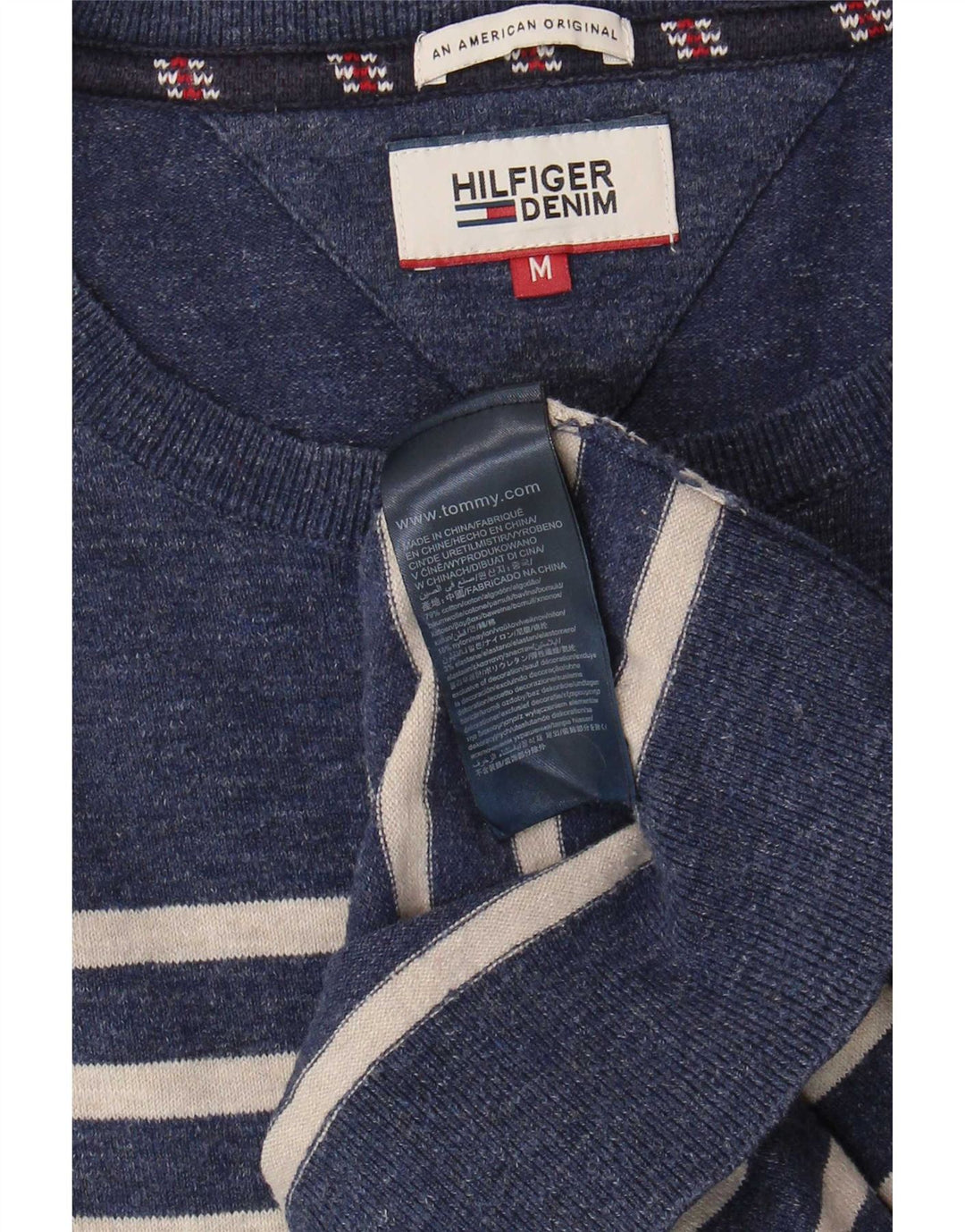 Tommy Hilfiger Uomo Maglione con scollo a barca Maglione a righe blu navy medie