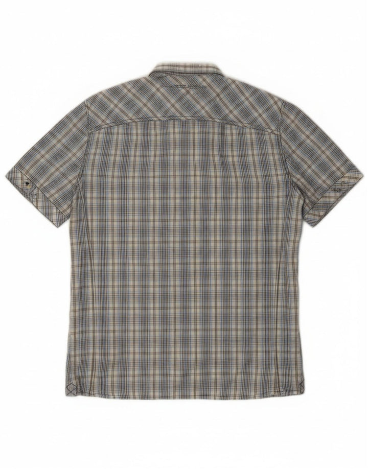 PEPE Jeans Camicia da uomo a maniche corte slim fit in cotone a quadri blu medio