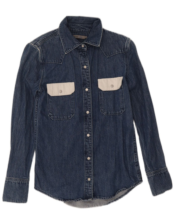 Camicia di jeans da donna Calvin Klein Jeans UK 6 XS cotone color block blu navy