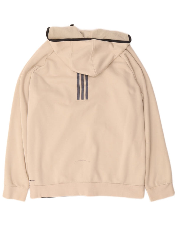 Felpa con cappuccio e zip Adidas Aeroready da uomo, grande, in cotone color block beige