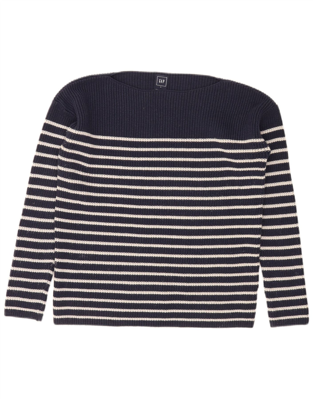 Gap Donna Maglione con scollo a barca Maglione UK 14 Medio Blu Navy a righe