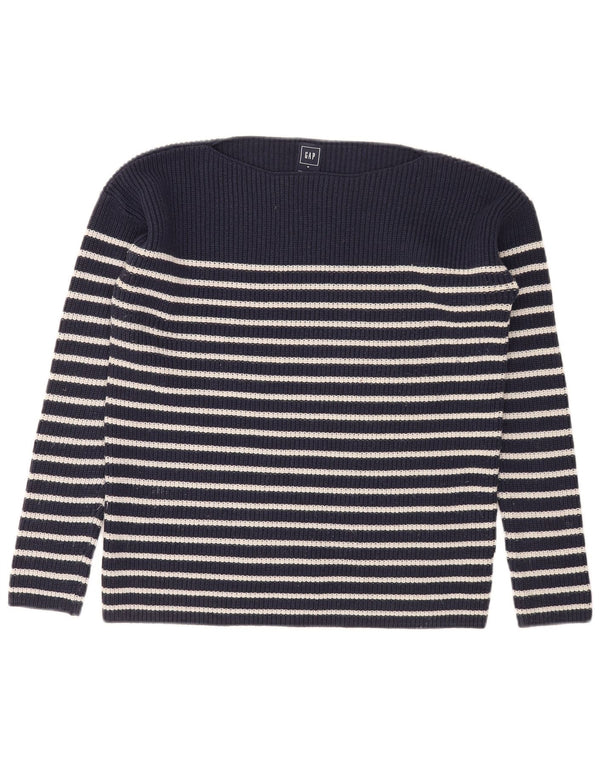 Gap Donna Maglione con scollo a barca Maglione UK 14 Medio Blu Navy a righe