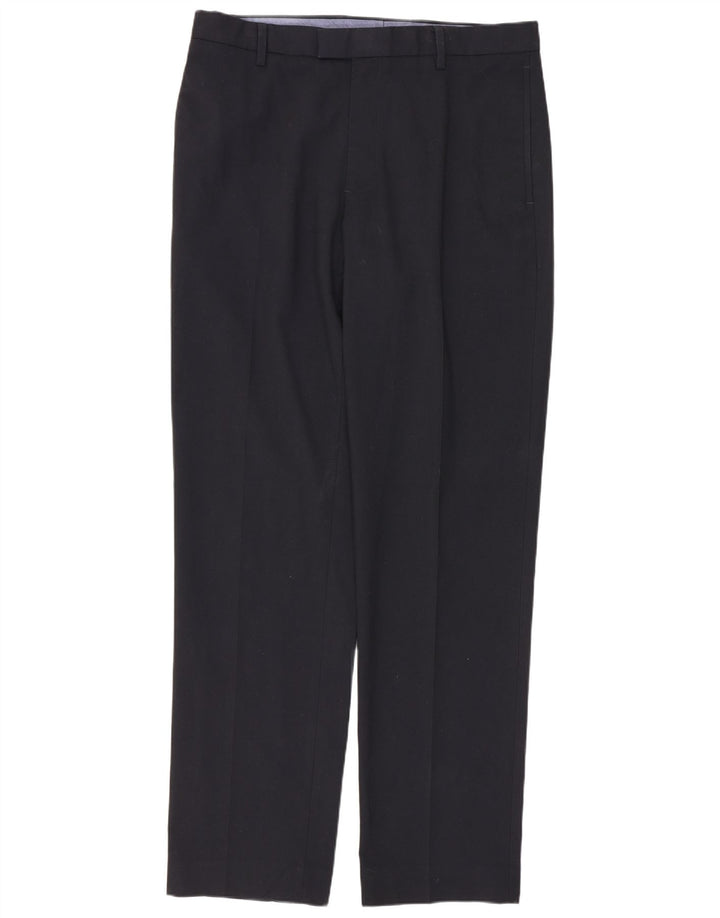 Pantaloni da abito dritti su misura da uomo Marks & Spencer W34 L33 Blu Navy