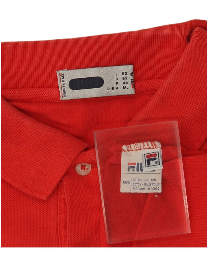Polo da uomo Fila in cotone rosso medio