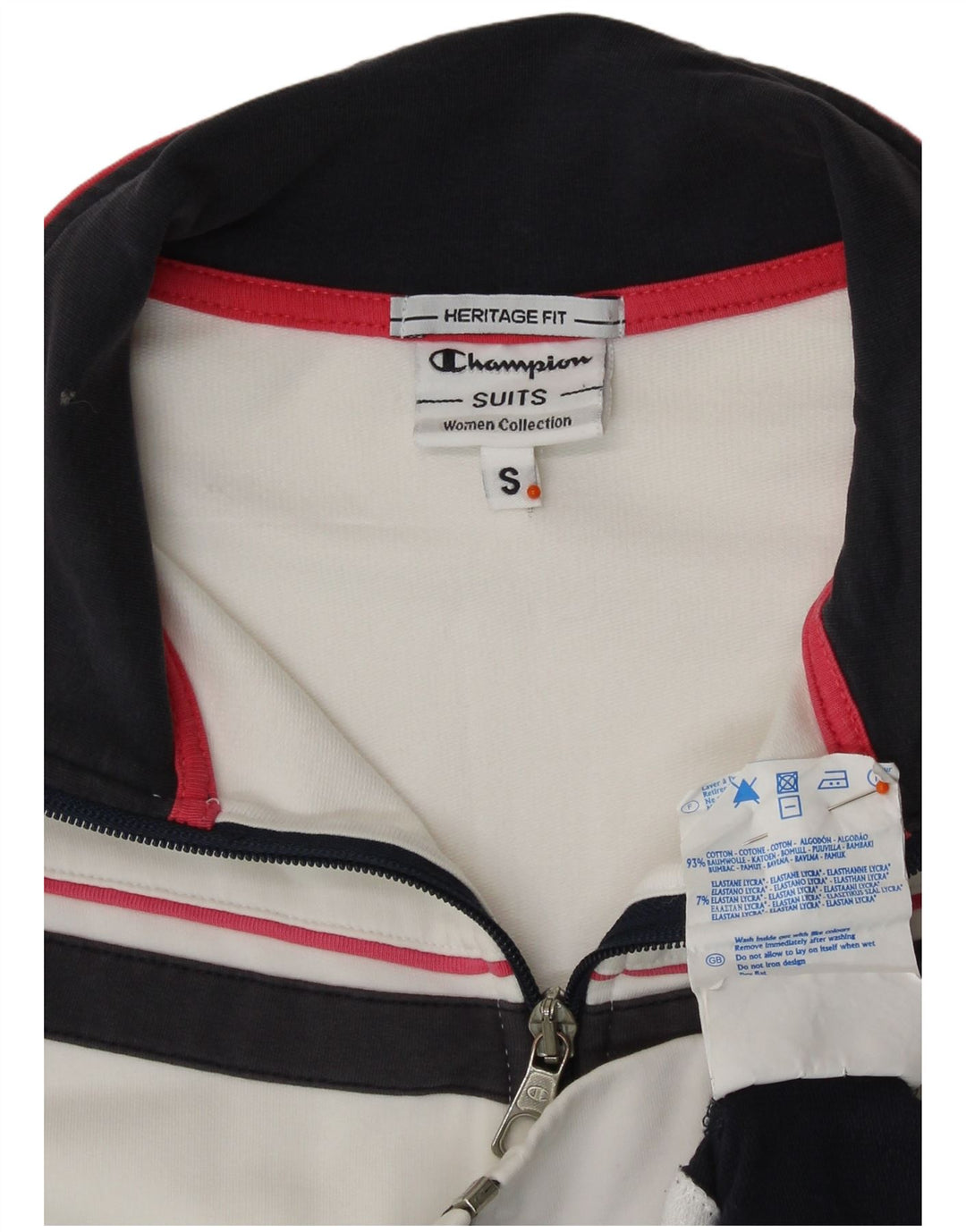 Giacca da tuta da donna Champion Heritage Fit UK 10 piccola in cotone bianco