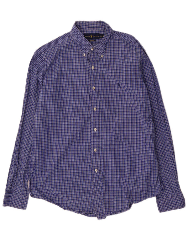 Camicia da uomo su misura Ralph Lauren grande cotone a quadretti blu