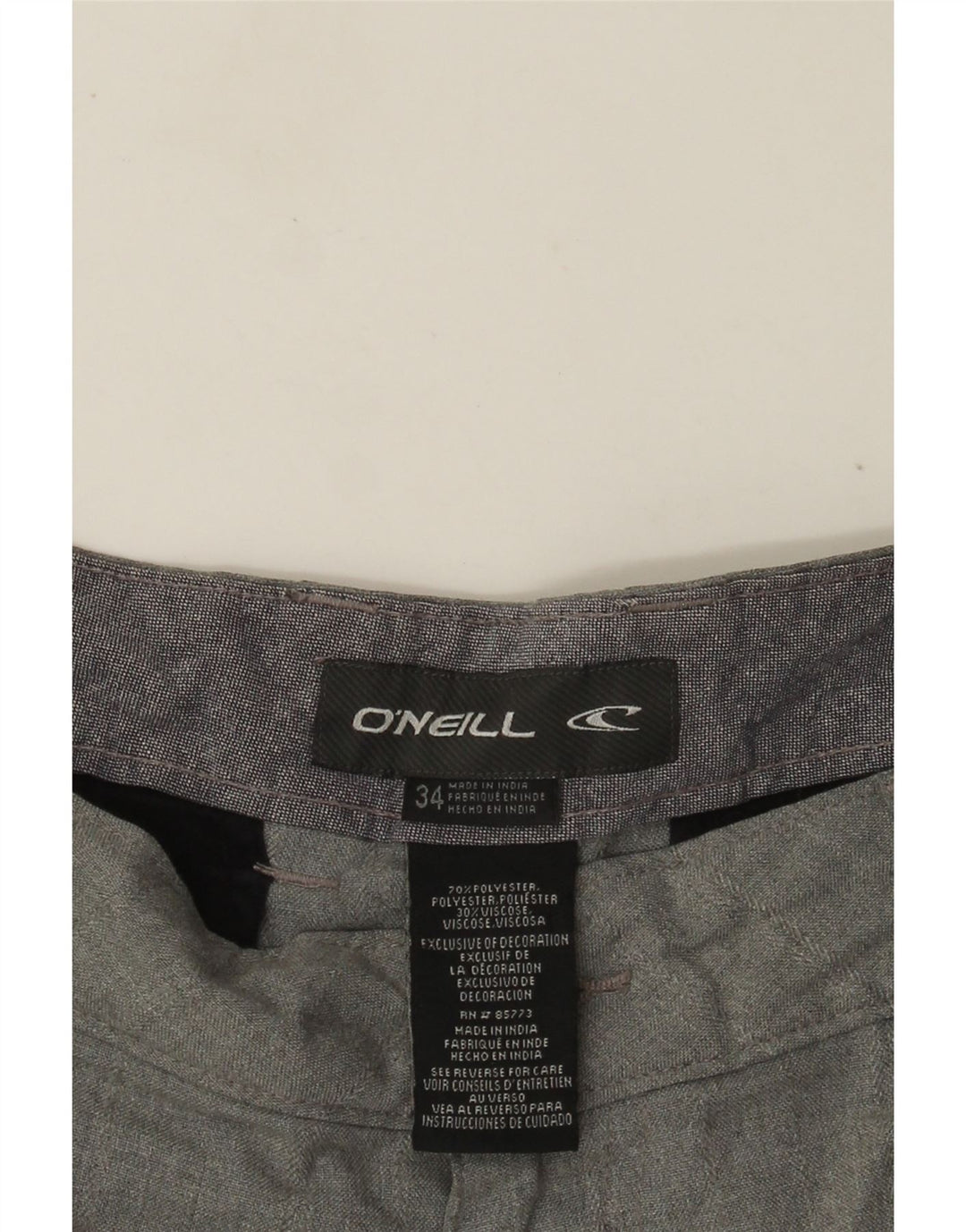 Pantaloncini chino da uomo O'Neill W34 Large in poliestere grigio