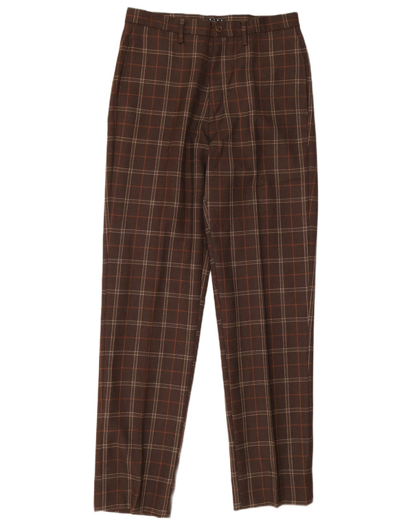 Pantaloni da abito affusolati da uomo Sisley IT 46 Small W30 L32 Acetato a quadri marroni