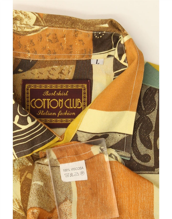 Camicia a maniche corte da uomo con motivo astratto Cotton Club grande multicolore