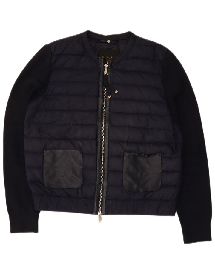Giacca imbottita da donna Massimo Dutti UK 14 nylon medio blu navy