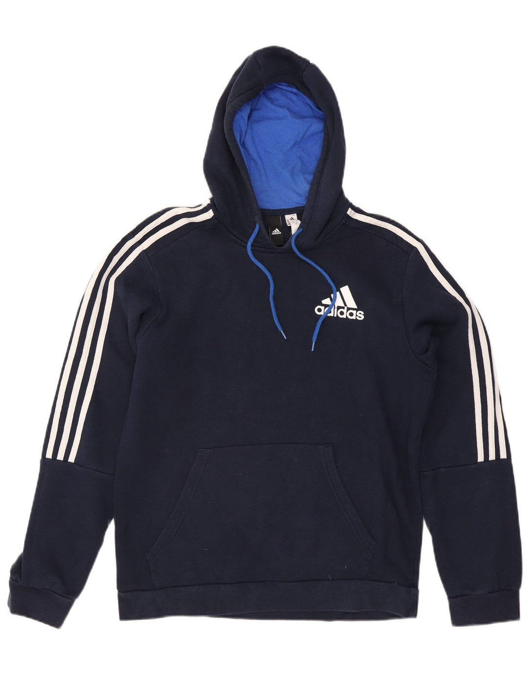 Felpa con cappuccio da uomo Adidas media in cotone blu navy