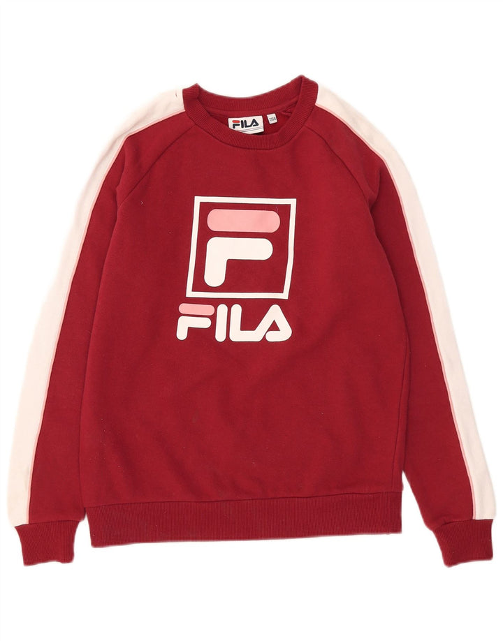 Felpa oversize con grafica da donna Fila UK 2 2XS Colorblock rosso