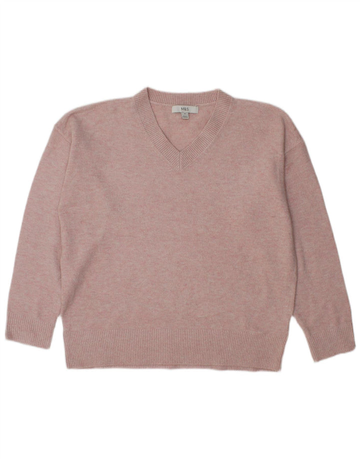 Maglione oversize con scollo a V da donna Marks & Spencer UK 14 Rosa medio