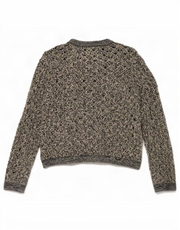 Maglione cardigan all'uncinetto da donna Zara UK 14 Poliestere chiazzato nero medio